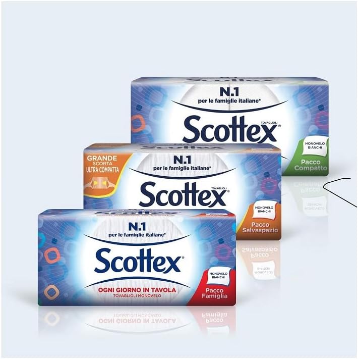 Scottex Tovaglioli Monovelo Formato Salvaspazio Scorta, 1 Confezione da 288 Tovaglioli