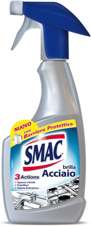 Smac - Brilla Acciaio, Detergente Spray, Azione Anticalcare e Lucidante, Sgrassatore con Barriera Protettiva, 520 ml