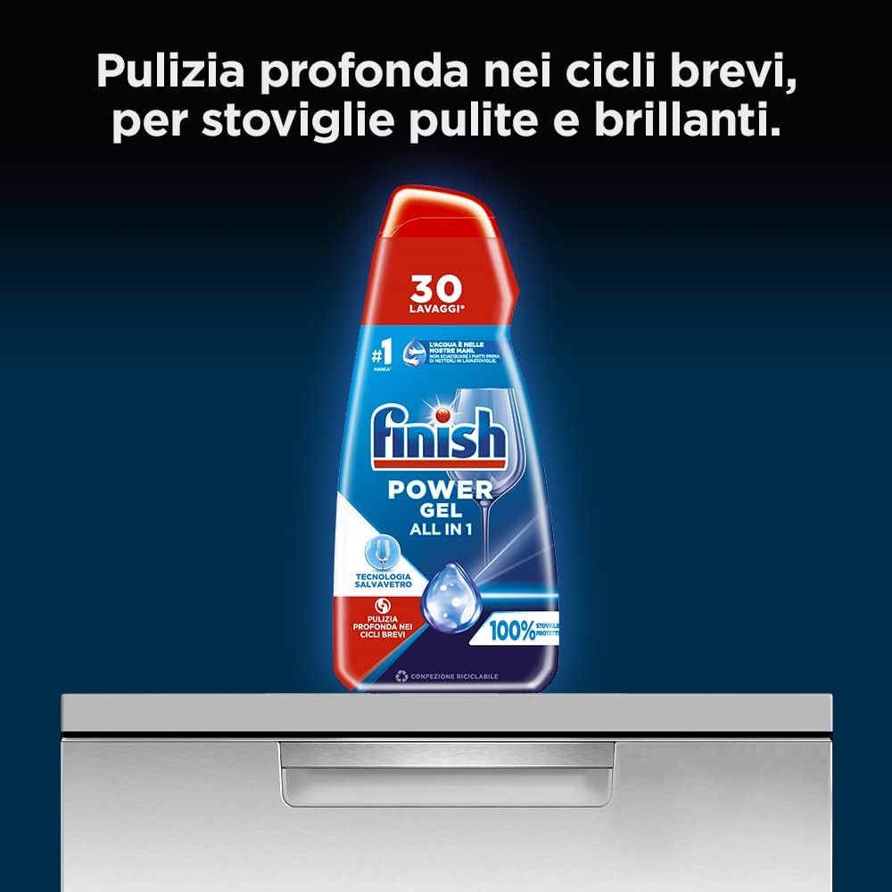 Finish Powergel Fresh detersivo per lavastoviglie, 360 lavaggi, gel per lavastoviglie, 600 ml (confezione da 12)