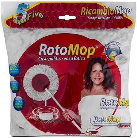 Ricambio Panno Tondo 5 Pezzi in Microfibra per Rotomop Super Five Gira STRIZZA 360-