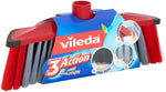 Vileda 3Action Scopa per Interni con 3 Diverse Setole, Rosso - Grigio, 28 x 14 x 4 Cm