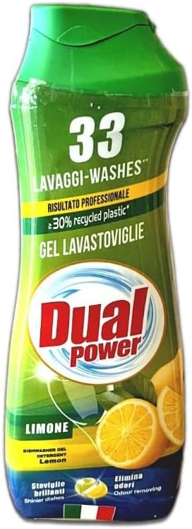 Dual Power, Gel Lavastoviglie Limone, Agisce anche Sullo Sporco più Ostinato, Efficace anche a Freddo e nei Cicli Brevi, 33 Lavaggi, Made in Italy, Confezione da 660 ml