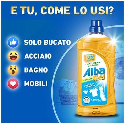 Det Alba Gel Sapone per Lavatrice e Lavaggio a Mano 1 Litro Confezione da 6 (6 L Totale)