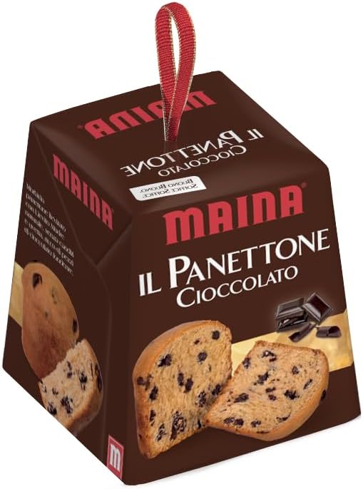 3X Maina il Panettone Mini Morbido e Goloso con Pezzi di Cioccolato 100g - Natale 2023 [3 Confezioni]
