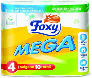 Foxy Carta Igienica Mega Decorata, Confezione da 4