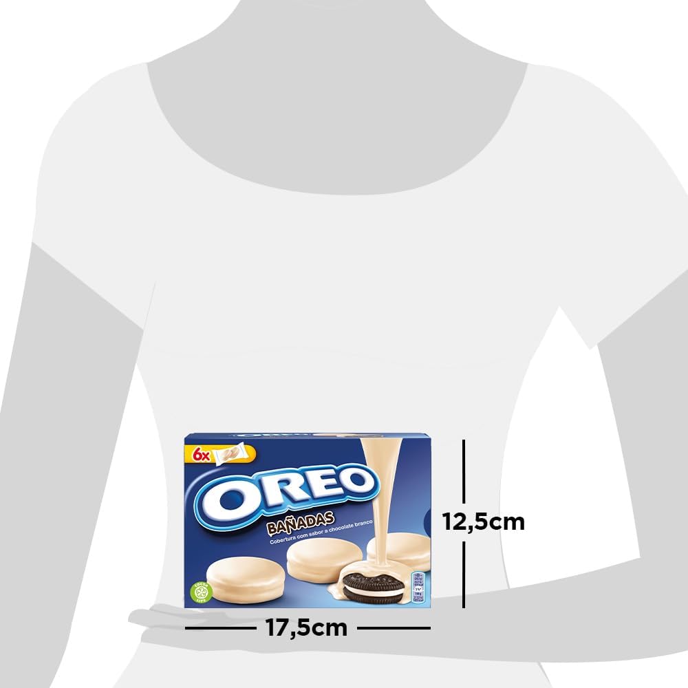 Oreo Banadas Blanco, Biscotti con copertura al Gusto di Cioccolato Bianco, Il tuo Oreo avvolto da una golosa copertura di Cioccolato, 246g (6 monoporzioni da 41g)