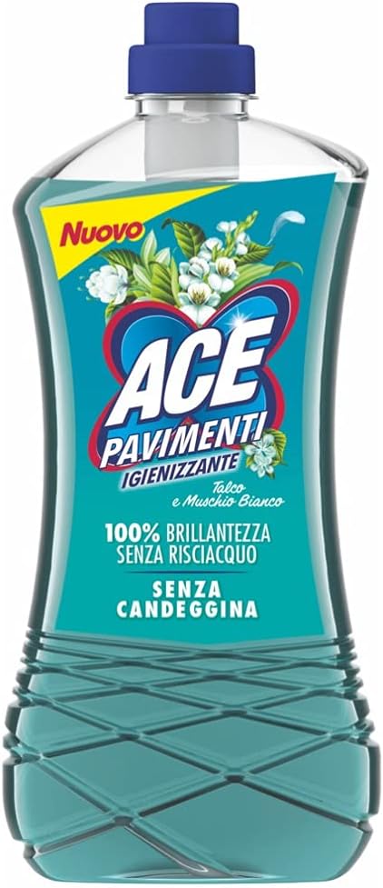 ACE Pavimenti Igienizzante Talco e Muschio Bianco, Senza Candeggina, Maxi Formato - 1000 ml