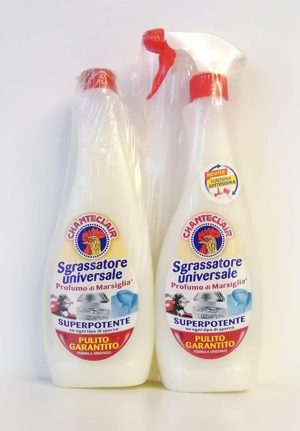 Chanteclair Sgrassatore Universale Profumo di Marsiglia, Confezione con Sgrassatore Completo di Spray 600 ml + Ricarica 600 ml