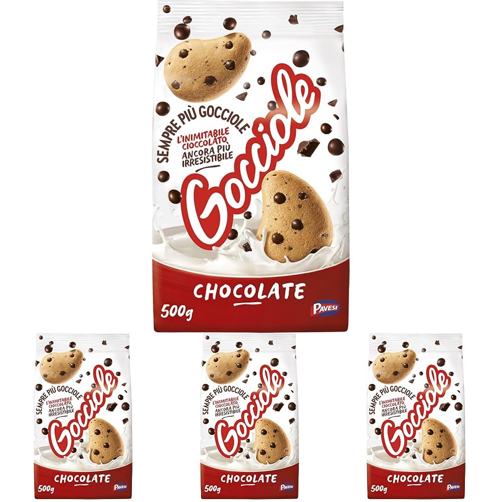 Pavesi Biscotti Frollini Gocciole Cioccolato, 500g (Confezione da 4)