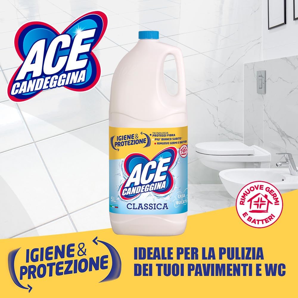 ACE Candeggina Classica, Confezione da 2 Flaconi x 5 Litri