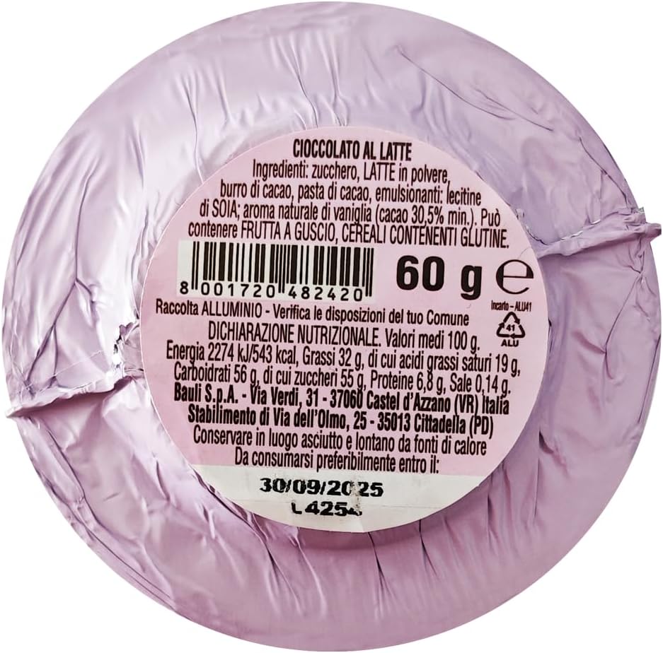 Icona del Natale con Forma di Mini Pandoro al Cioccolato al Latte con Laccio, confezione per bauli 60g