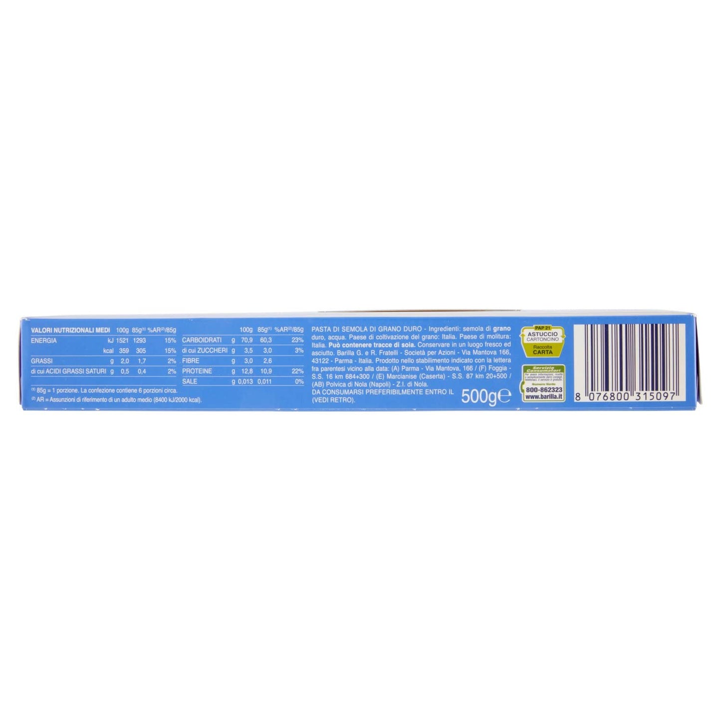 Barilla Pasta Bucatini N.9, Pasta Lunga di Semola di Grano Duro, I Classici, 500g (Confezione da 5)