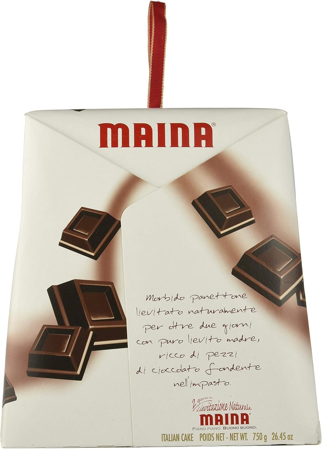 8 X Maina Panettone Il Cioccolotto – Dessert di Natale tradizionale italiano – Torta di Natale con fette di cioccolato 750g + portachiavi Beni Culinari