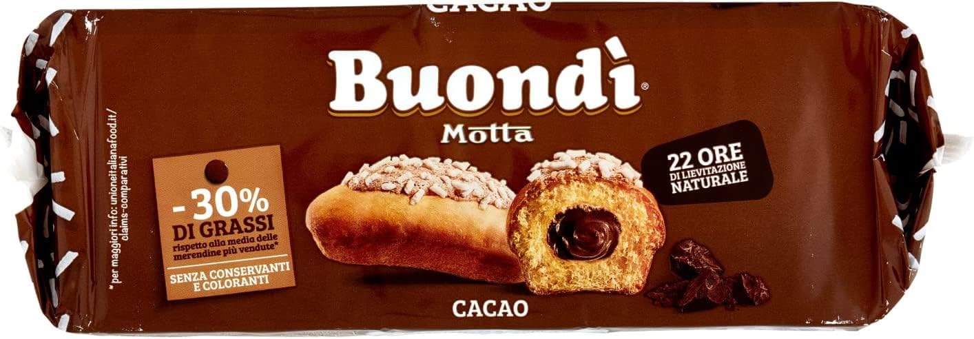 3X Motta Buondi Brioche a Lievitazione Naturale con Ripieno di Crema al Cacao Senza Lattosio 258g [3 Confezioni]