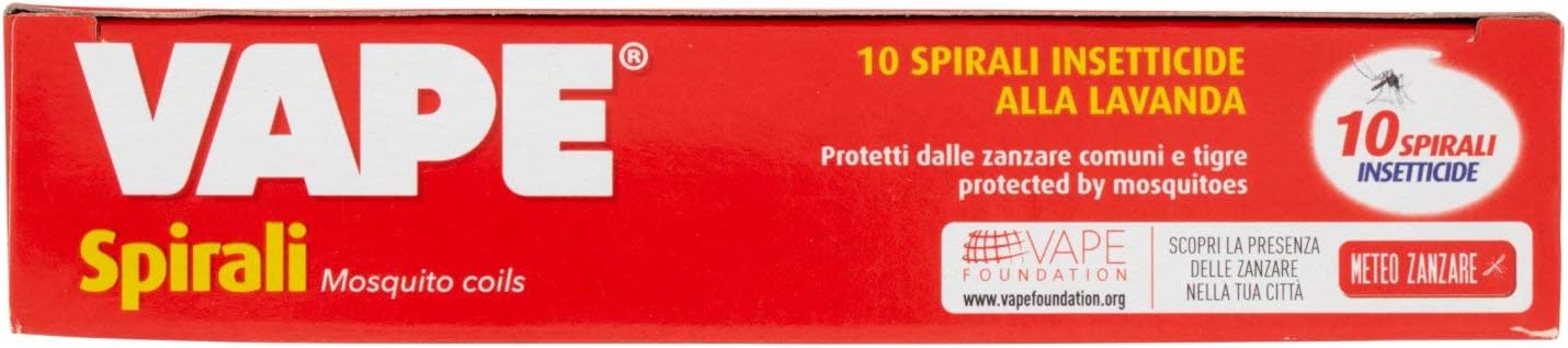 Vape, Spirali insetticide, Confezione da 10 SPIRALI, Profumazioni assortite