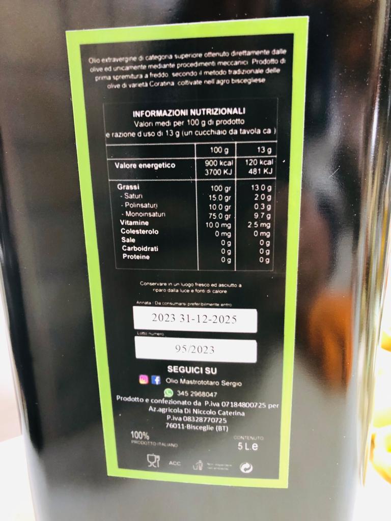 Olio Extra Vergine Di Oliva di Puglia 5lt