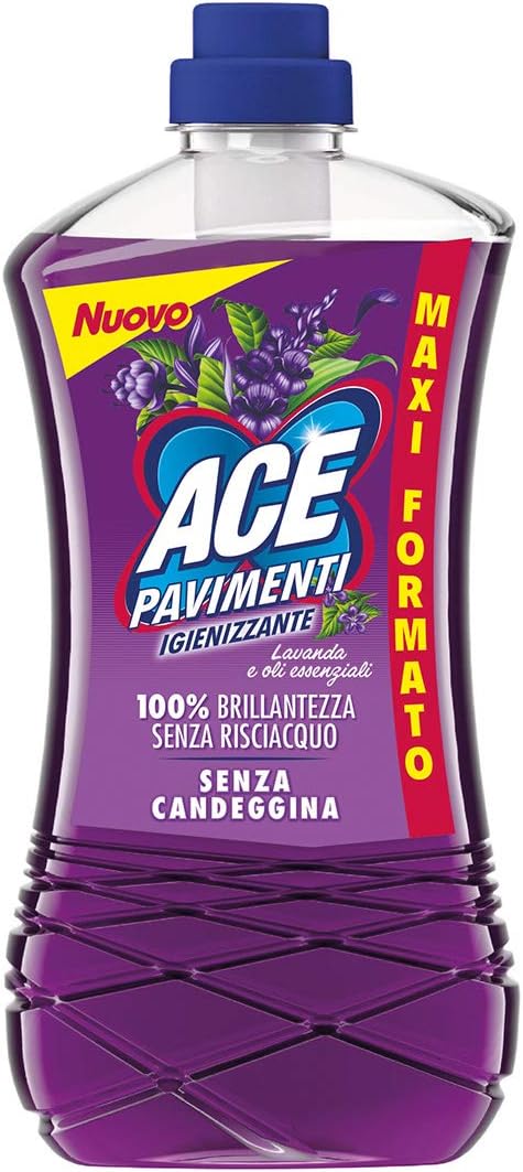 ACE Pavimenti Igienizzante Lavanda e Oli Essenziali - Senza Candeggina - Maxi Formato 1,3l, 1 pezzo