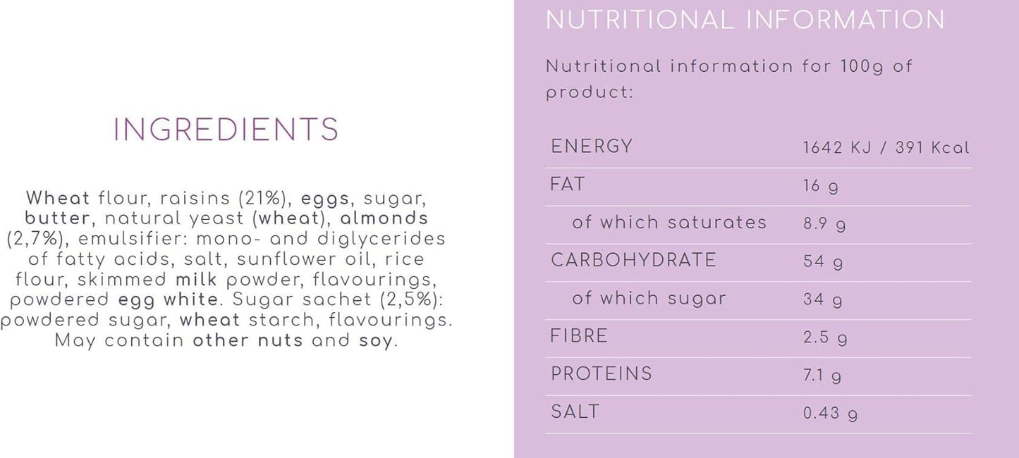 Panettone Bauli Verona 1Kg - Panettone Tradizionale Italiano con Uvetta Dolce e Mandorle Intere - Senza Frutta Candita