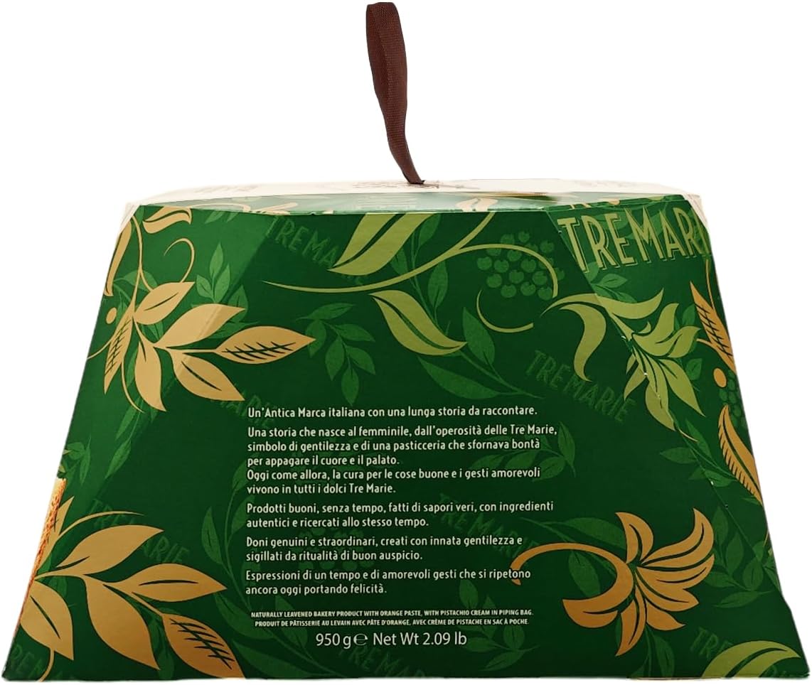 Tre Marie Panettone con Crema Pistacchio in Sac À Poche per Farcitura, senza Uvetta 950g (2024)
