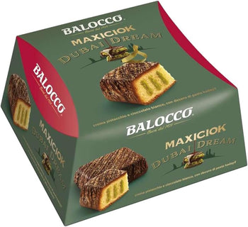BaIocco Maxiciok Dubai Dream 650g – Dolce al Pistacchio e Cioccolato con Copertura al Latte e Fondente – Specialità con Crema Pistacchio e Decorazione Kadayif – Idea Regalo Elegante