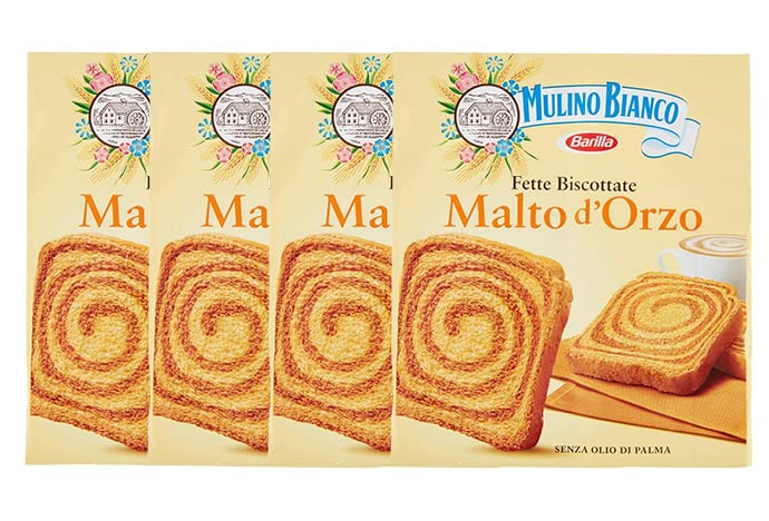 4X Mulino Bianco Fette Biscottate Malto d'Orzo Croccanti e con Farina di Frumento 315g [4 Confezione]