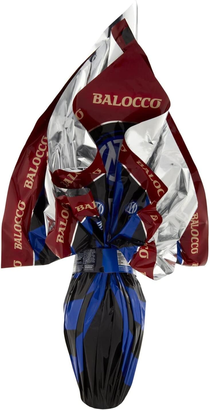 BALOCCO Inter + Milan Uovo Ufficiale al Cioccolato Finissimo a Latte con Sorpresa 240g + Portachiavi Raspada® - Uova Pasqua 2023