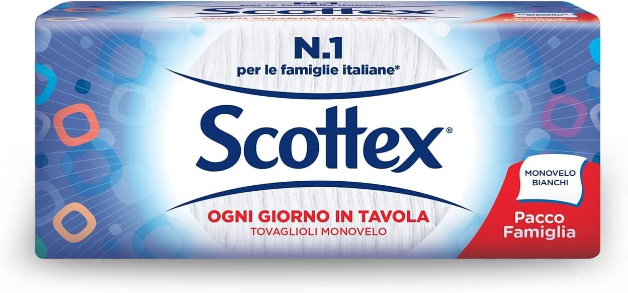 Scottex Tovaglioli Monovelo Formato Famiglia, 1 Confezione da 200 Tovaglioli