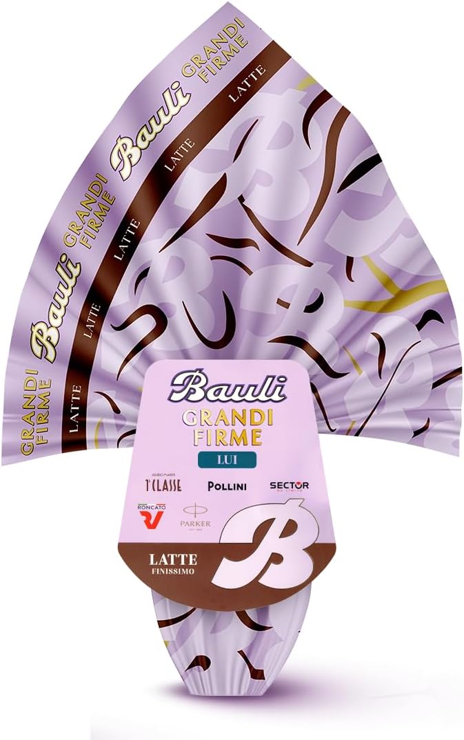 Uovo Grandi Firme 2025 LUI al CIOCCOLATO LATTE e Raffinata Sorpresa per bauli 365g (Edizione Pasqua 2025)