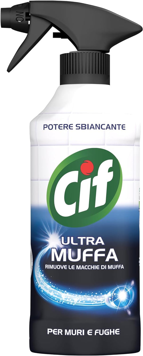 Cif Ultra Muffa, Spray Antimuffa, Formato 500 ml, Spray Detergente Ideale per Muri, Piastrelle, Tende da Bagno, Rimuove le Macchie di Muffa e Sbianca le Fughe tra le Piastrelle