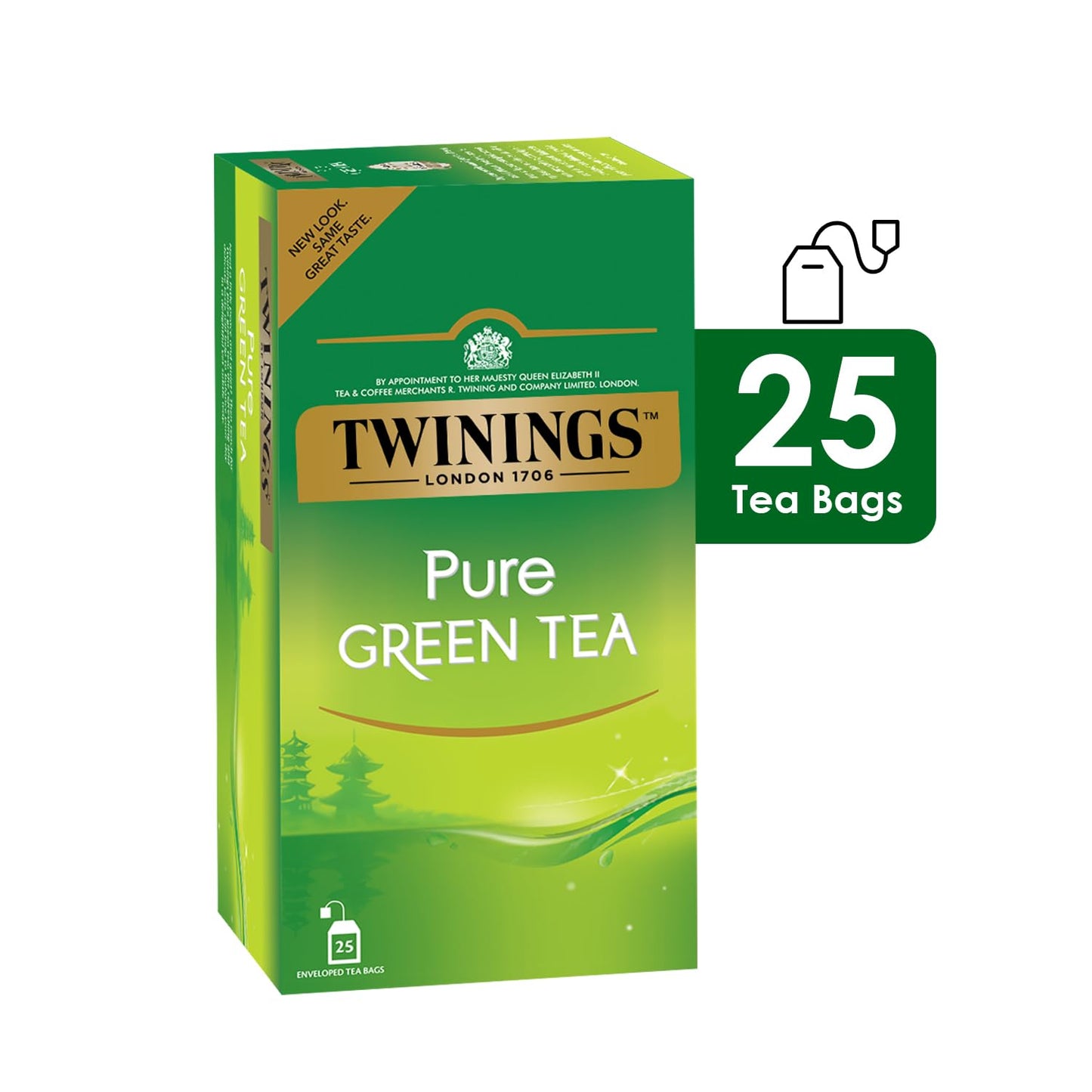 Twinings Pure Green Tea, 25 bustine di tè, tè verde, perfettamente bilanciato e rinfrescante, 50 g