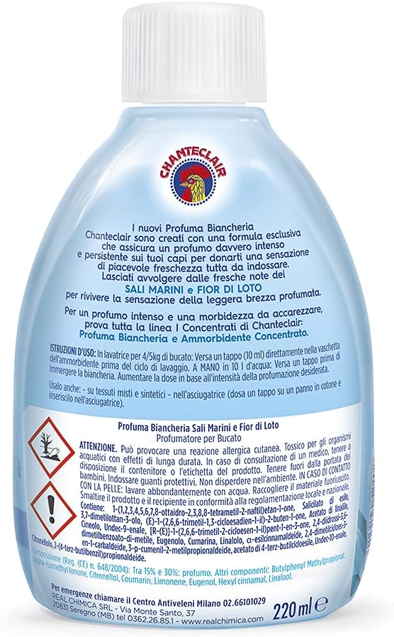 Chanteclair - I Concentrati, Profuma Biancheria, Sali Marini e Fior di Loto, Profumo Intenso e Persistente sui Capi - 220 ml