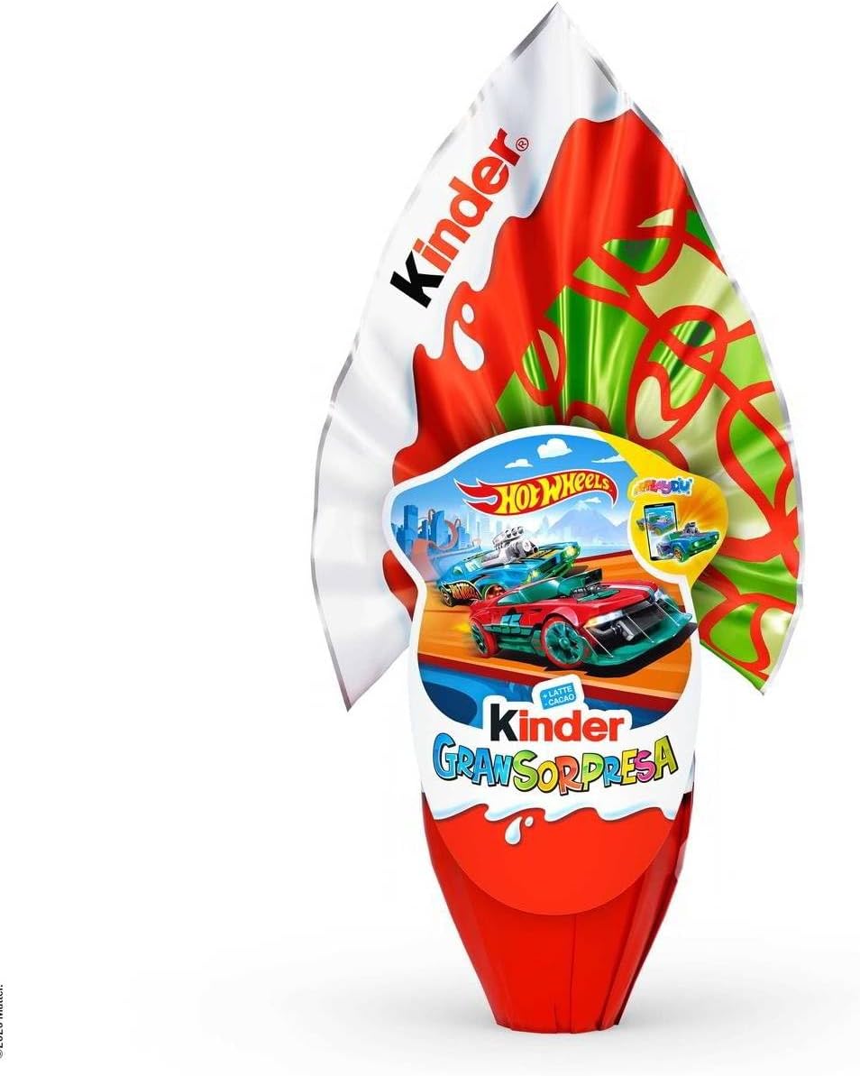 Kinder GranSorpresa Hot Wheels, Uovo di Pasqua Kinder 2026 di Finissimo Cioccolato al Latte con Sorpresa Hot Wheels, 150 g
