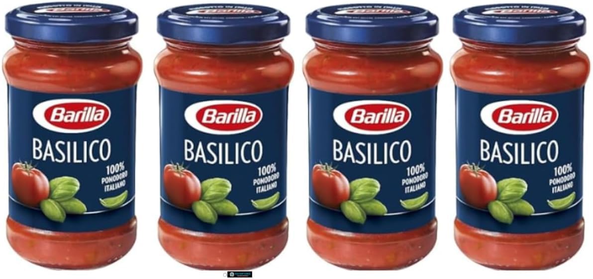 Barilla Basilico Sugo al Pomodoro, Salsa di Pomodoro Italiano, Confezione da 4 x 400g