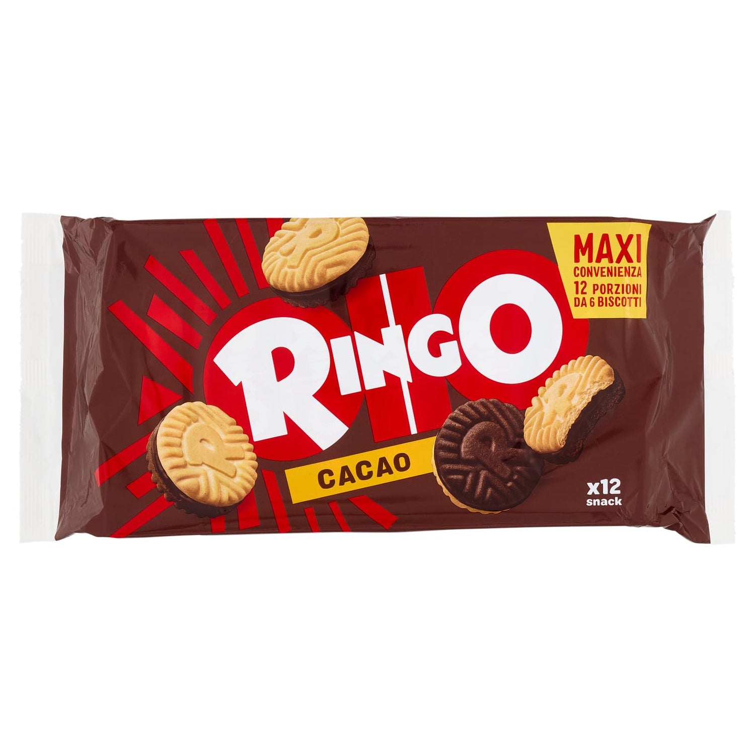 Pavesi Snack Ringo Cacao, Biscotti Farciti con Crema al Gusto Cioccolato