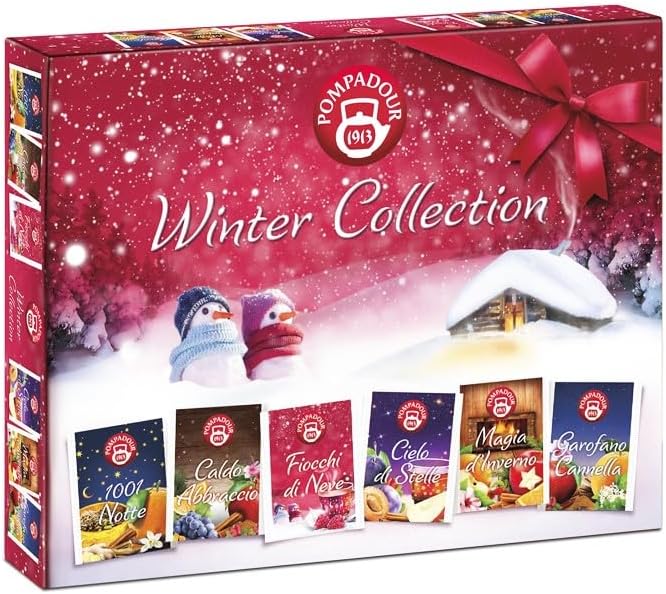 Pompadour Winter Collection - Confezione Regalo con 30 Filtri di Infusi Invernali Assortiti in 6 Gusti Deliziosi (1 conf.)