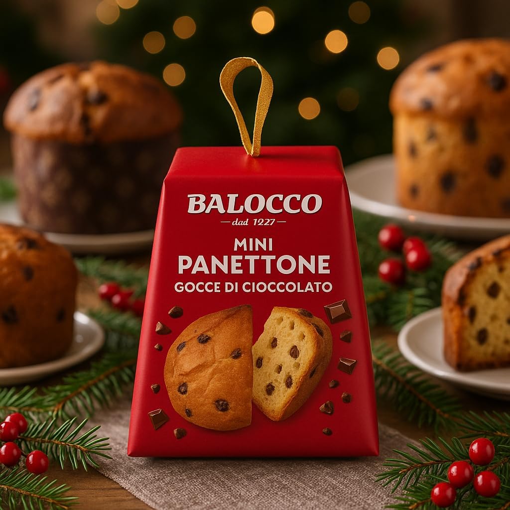 Mini Panettone Gr90 Con Gocce Di Cioccolato Soffice E Profumato – Confezione Da 9, 18 O 32 Pezzi – Dolce Tradizionale Natalizio Italiano (Confezione da 32 Pezzi)