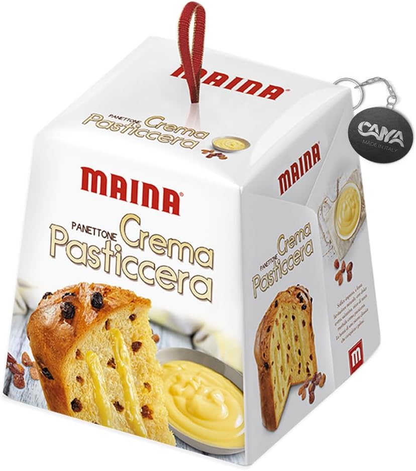Maina Panettone Crema Pasticcera con Uva Sultanina e Ricco di Crema Pasticcera 750g