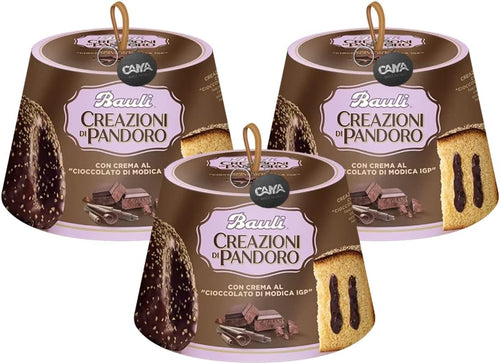 3X Bauli, Creazioni di Pandoro con Crema al Cioccolato di Modica IGP 820 g - Novita' 2022 [3 Pezzi]