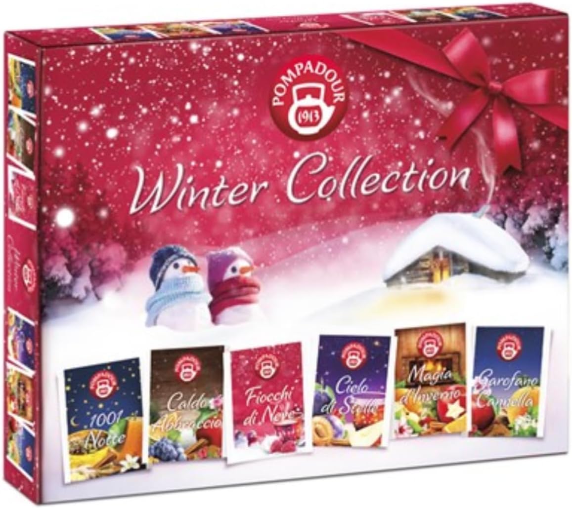 Pompadour Tè | Collezione Inverno Assortimento di Tisane alla Frutta Senza Caffeina - 1 x 30 Bustine di Tè (82.5 Gr)