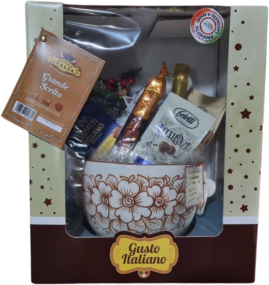 Cesti natalizi alimentari gastronomico - 7 pz. Centro Tavola lavorato a Mano raffinato Made in Italy