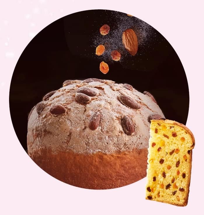 3X Bauli Panettone di Verona con Uvetta e Glassa con Mandorle, Senza Canditi 1kg (2023) [2 Panettoni]