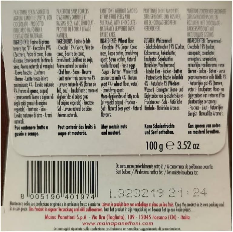 3X Maina il Panettone Mini Morbido e Goloso con Pezzi di Cioccolato 100g - Natale 2023 [3 Confezioni]