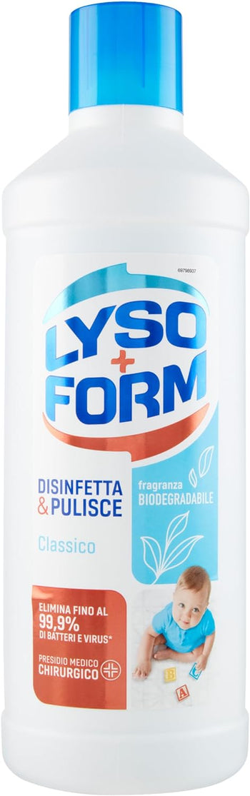 Lysoform Pavimenti Classico, Detersivo Pavimenti, Adatto a Tutti i Tipi di Pavimenti, Aiuta a Rimuovere gli Allergeni, Lieviti e Muffe, con Fragranza Biodegradabile, 1100 ml