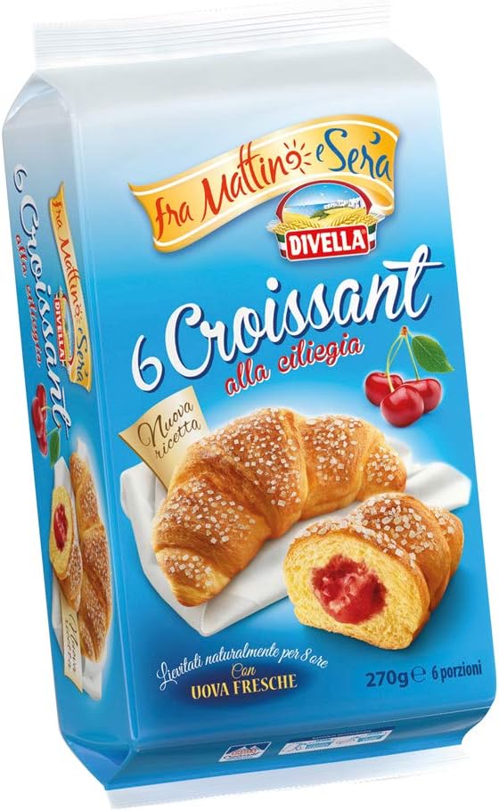 MERENDINE DIVELLA CORNETTI ALLA CILIEGIA CLASSICI 6 PZ 270 GR CROISSANT FARCITI