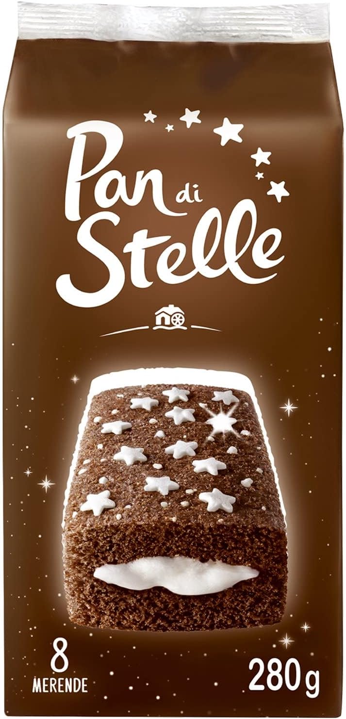 Pan di Stelle Merendine Trancini con Pan di Spagna al Cacao e Crema al Latte, Ideali per la Merenda, Confezione con 8 Merende, 280 g