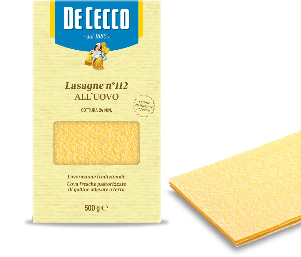 De Cecco Lasagna N°112 Timballo all'Uovo, 500g (Confezione da 8)