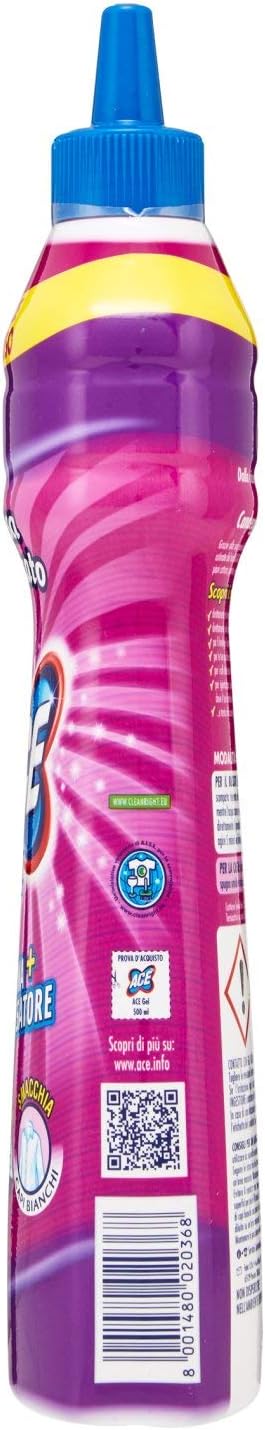 Ace - Gel Candeggina E Sgrassatore, Casa E Bucato, Con Tappo Dosatore Di Precisione - 500 Ml