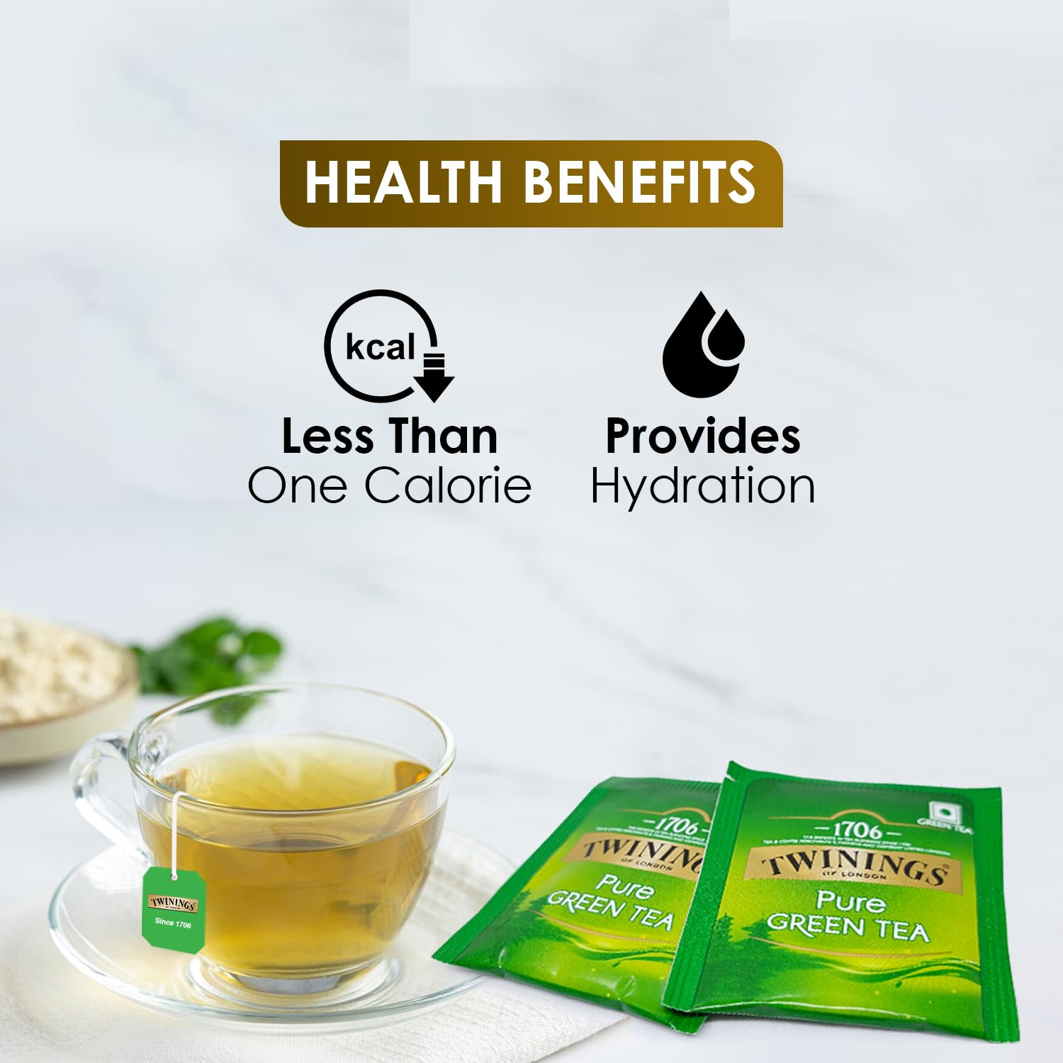 Twinings Pure Green Tea, 25 bustine di tè, tè verde, perfettamente bilanciato e rinfrescante, 50 g