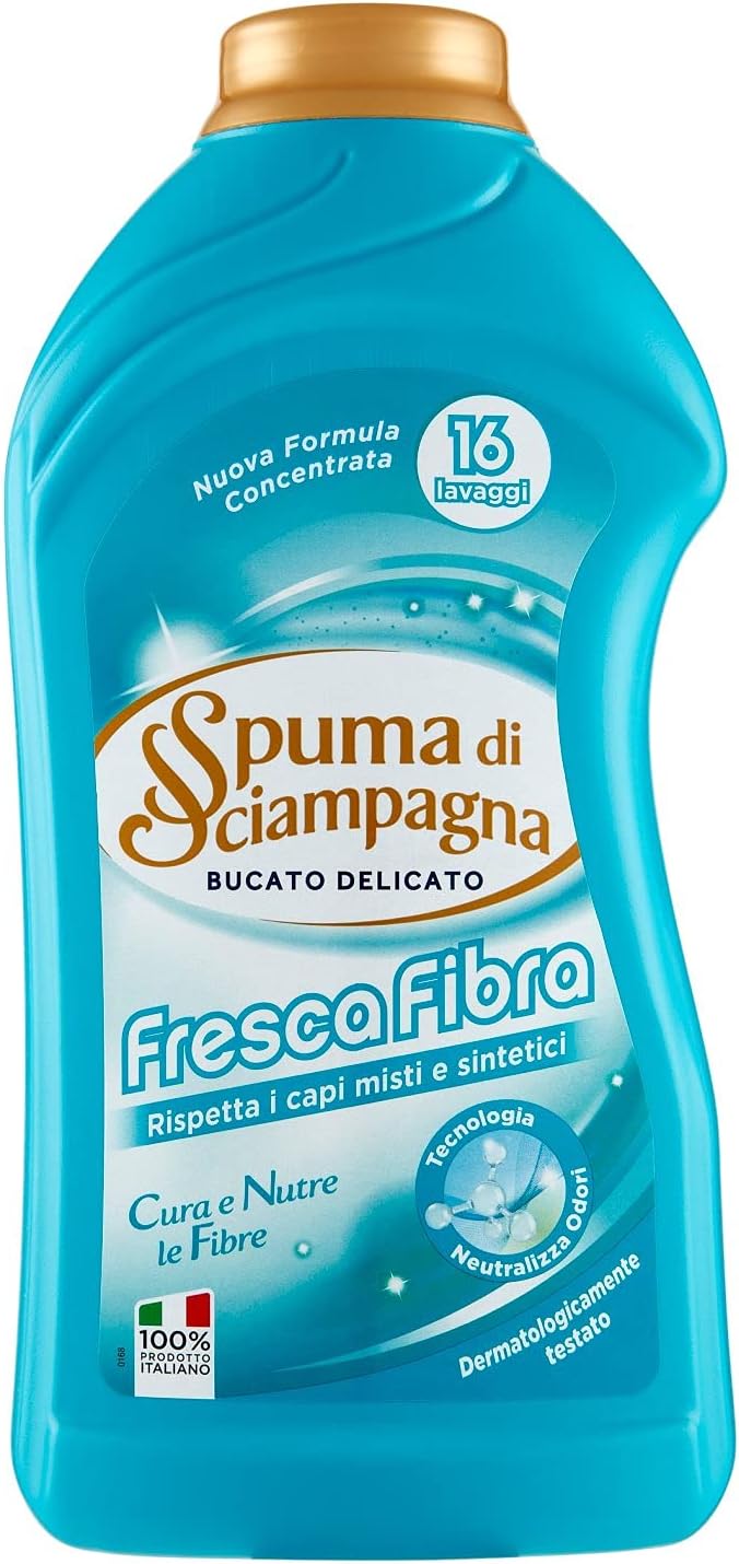 Spuma Di Sciampagna Detersivo per Bucato Liquido Delicato Fresca Fibra 16 Lavaggi - 800 ml