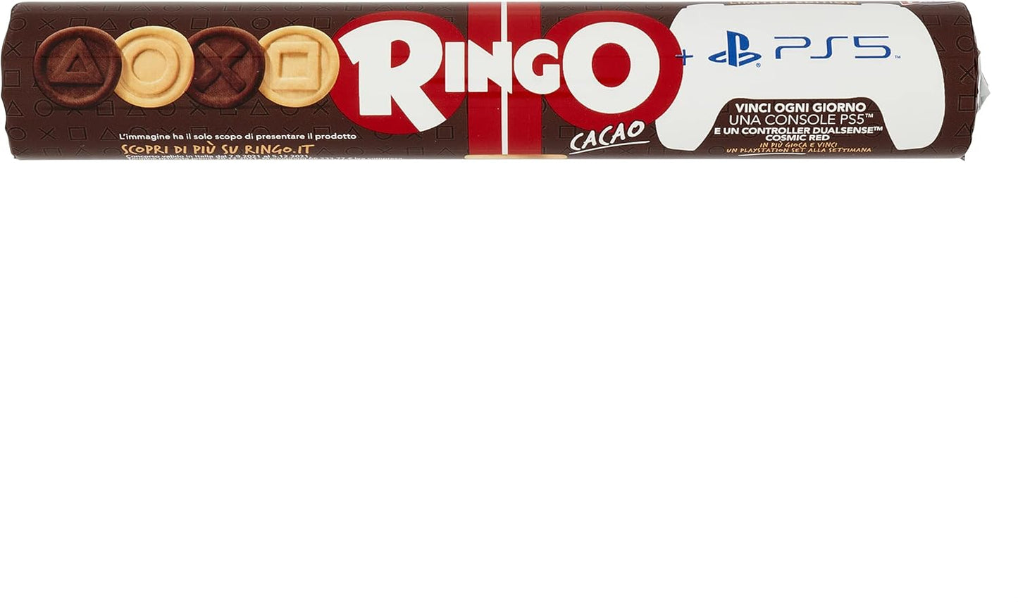 Pavesi Ringo Biscotti Farciti con Crema al Cacao, Snack per Merenda o Pausa Studio, Senza Olio di Palma, Formato Tubo da 165 g